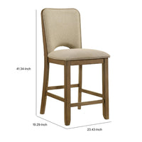 Rell Counter Stool Chair Set of 2, Cutout Back, Beige, Antique Brown - BM353095