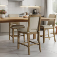 Rell Counter Stool Chair Set of 2, Cutout Back, Beige, Antique Brown - BM353095