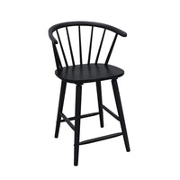 Anna Counter Stool Chair Set of 2, Curved Spindle Back, Footrests, Black - BM353096