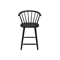 Anna Counter Stool Chair Set of 2, Curved Spindle Back, Footrests, Black - BM353096
