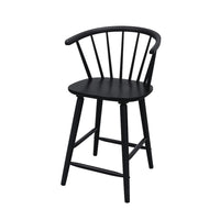 Anna Counter Stool Chair Set of 2, Curved Spindle Back, Footrests, Black - BM353096