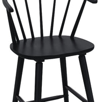 Anna Counter Stool Chair Set of 2, Curved Spindle Back, Footrests, Black - BM353096