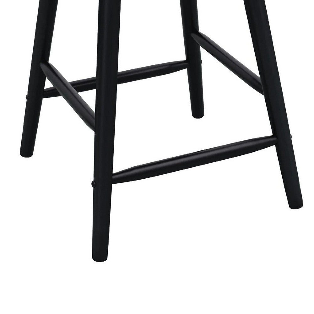 Anna Counter Stool Chair Set of 2, Curved Spindle Back, Footrests, Black - BM353096