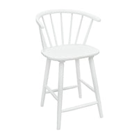 Anna Counter Stool Chair Set of 2, Curved Spindle Back, Footrests, White - BM353097