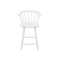 Anna Counter Stool Chair Set of 2, Curved Spindle Back, Footrests, White - BM353097