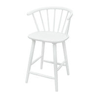 Anna Counter Stool Chair Set of 2, Curved Spindle Back, Footrests, White - BM353097
