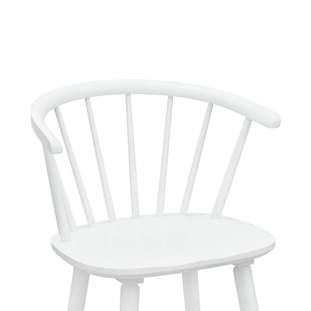Anna Counter Stool Chair Set of 2, Curved Spindle Back, Footrests, White - BM353097