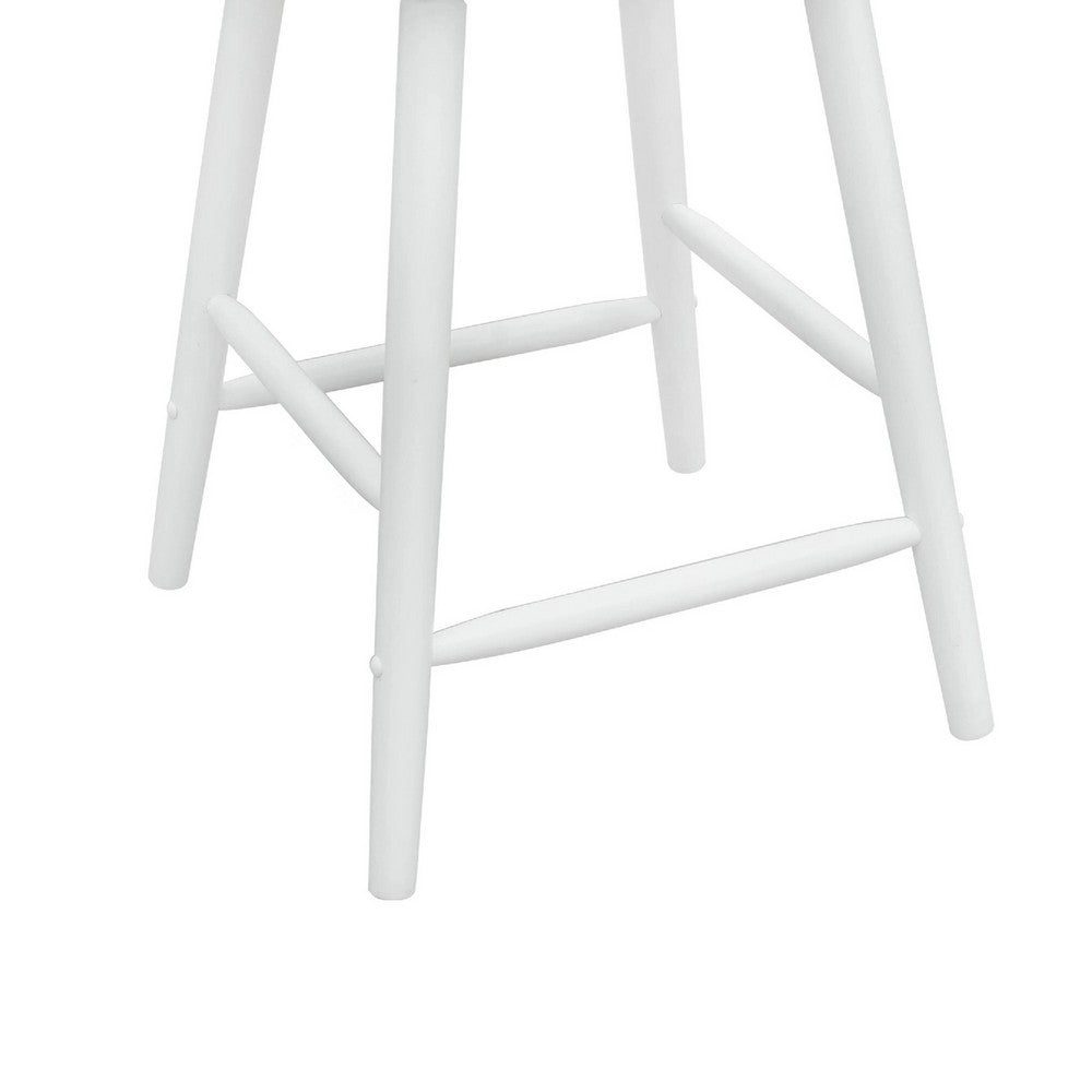 Anna Counter Stool Chair Set of 2, Curved Spindle Back, Footrests, White - BM353097
