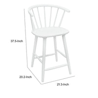 Anna Counter Stool Chair Set of 2, Curved Spindle Back, Footrests, White - BM353097