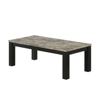 3pc Coffee Table and 2 End Table Set, Gray Concrete Top, Black Wood Legs - BM353098