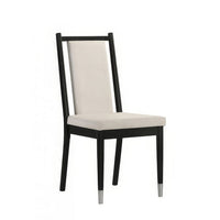 Maddy Dining Side Chair Set of 2, White Chenille Foam Cushions, Black-BM353102