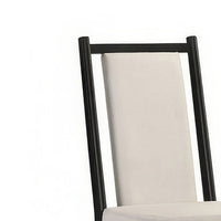 Maddy Dining Side Chair Set of 2, White Chenille Foam Cushions, Black-BM353102
