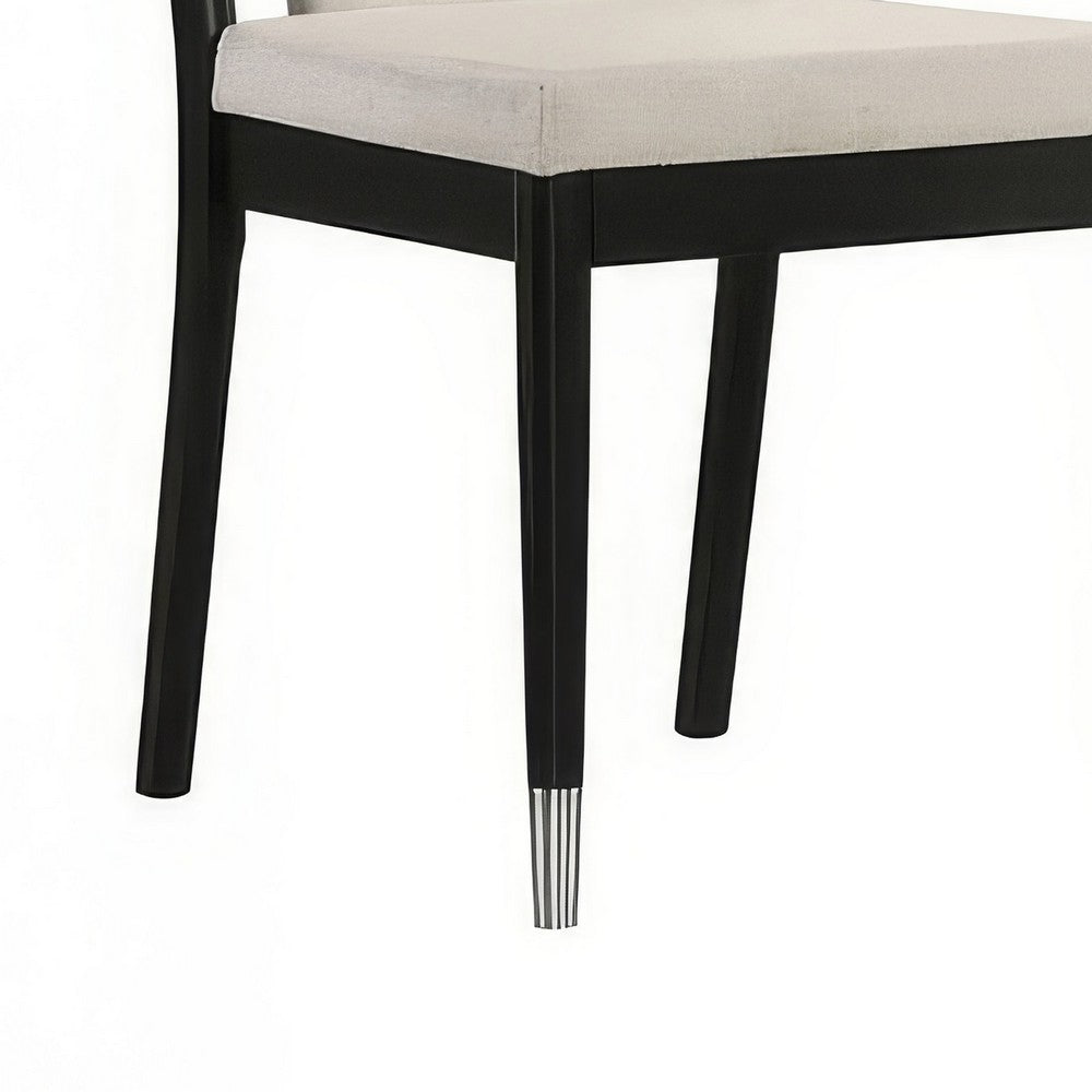 Maddy Dining Side Chair Set of 2, White Chenille Foam Cushions, Black-BM353102