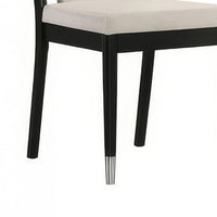 Maddy Dining Side Chair Set of 2, White Chenille Foam Cushions, Black-BM353102