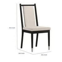 Maddy Dining Side Chair Set of 2, White Chenille Foam Cushions, Black-BM353102