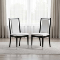 Maddy Dining Side Chair Set of 2, White Chenille Foam Cushions, Black-BM353102