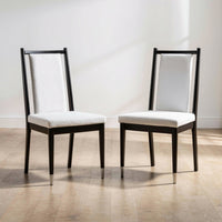 Maddy Dining Side Chair Set of 2, White Chenille Foam Cushions, Black-BM353102