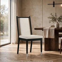 Maddy Dining Side Chair Set of 2, White Chenille Foam Cushions, Black-BM353102