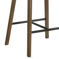 Amal Counter Height Stool Set of 2, Saddle Faux Leather Seat, Walnut Brown-BM353105