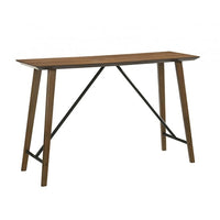 Amal Counter Height Table, Trestle Base w Cross Bar, Walnut Brown 59 Inch-BM353106