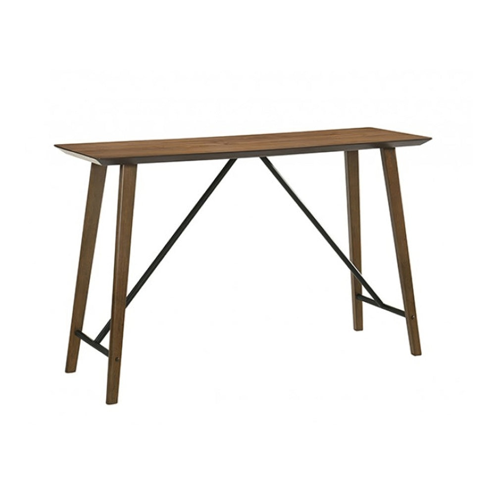 Amal Counter Height Table, Trestle Base w Cross Bar, Walnut Brown 59 Inch-BM353106