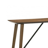 Amal Counter Height Table, Trestle Base w Cross Bar, Walnut Brown 59 Inch-BM353106