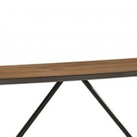 Amal Counter Height Table, Trestle Base w Cross Bar, Walnut Brown 59 Inch-BM353106