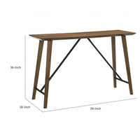 Amal Counter Height Table, Trestle Base w Cross Bar, Walnut Brown 59 Inch-BM353106