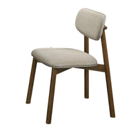 Alni Side Dining Chair Set of 2, Beige Polyester Cushions, Walnut Brown-BM353107