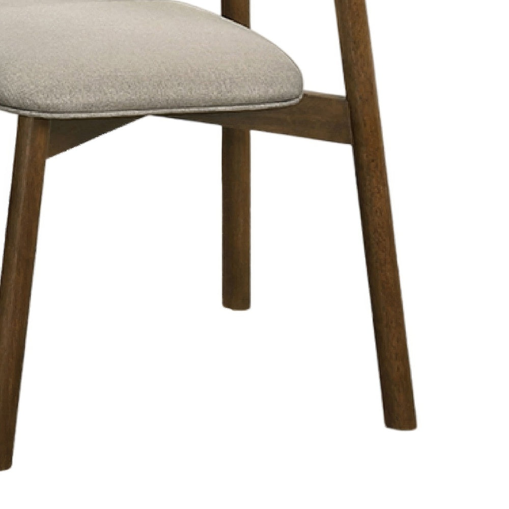 Alni Side Dining Chair Set of 2, Beige Polyester Cushions, Walnut Brown-BM353107