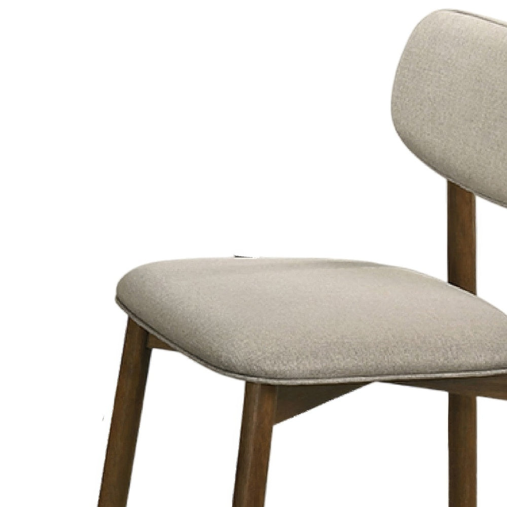 Alni Side Dining Chair Set of 2, Beige Polyester Cushions, Walnut Brown-BM353107