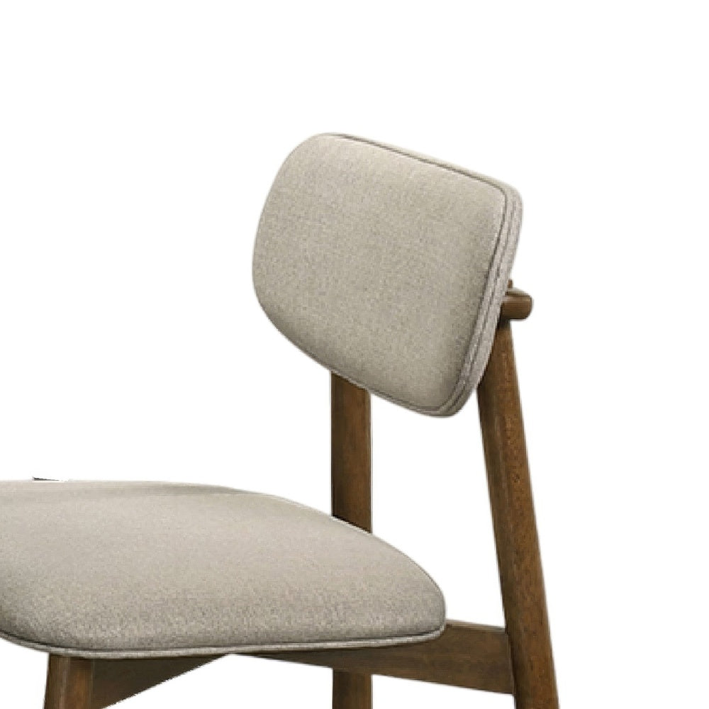 Alni Side Dining Chair Set of 2, Beige Polyester Cushions, Walnut Brown-BM353107