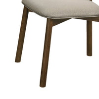 Alni Side Dining Chair Set of 2, Beige Polyester Cushions, Walnut Brown-BM353107