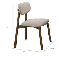 Alni Side Dining Chair Set of 2, Beige Polyester Cushions, Walnut Brown-BM353107