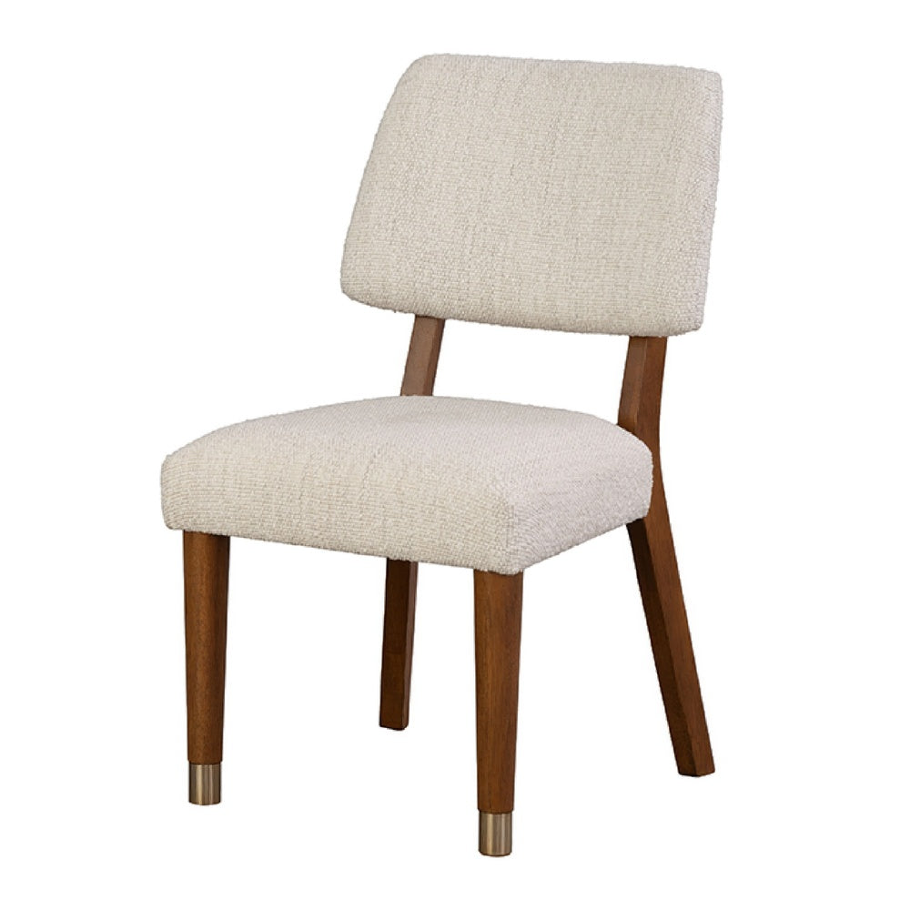 Urne Side Dining Chair Set of 2, Open Back, Ivory Cushions, Walnut Brown-BM353108