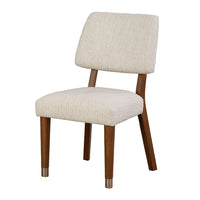 Urne Side Dining Chair Set of 2, Open Back, Ivory Cushions, Walnut Brown-BM353108