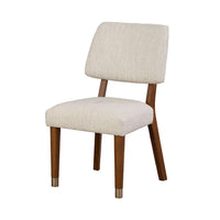 Urne Side Dining Chair Set of 2, Open Back, Ivory Cushions, Walnut Brown-BM353108