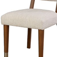 Urne Side Dining Chair Set of 2, Open Back, Ivory Cushions, Walnut Brown-BM353108