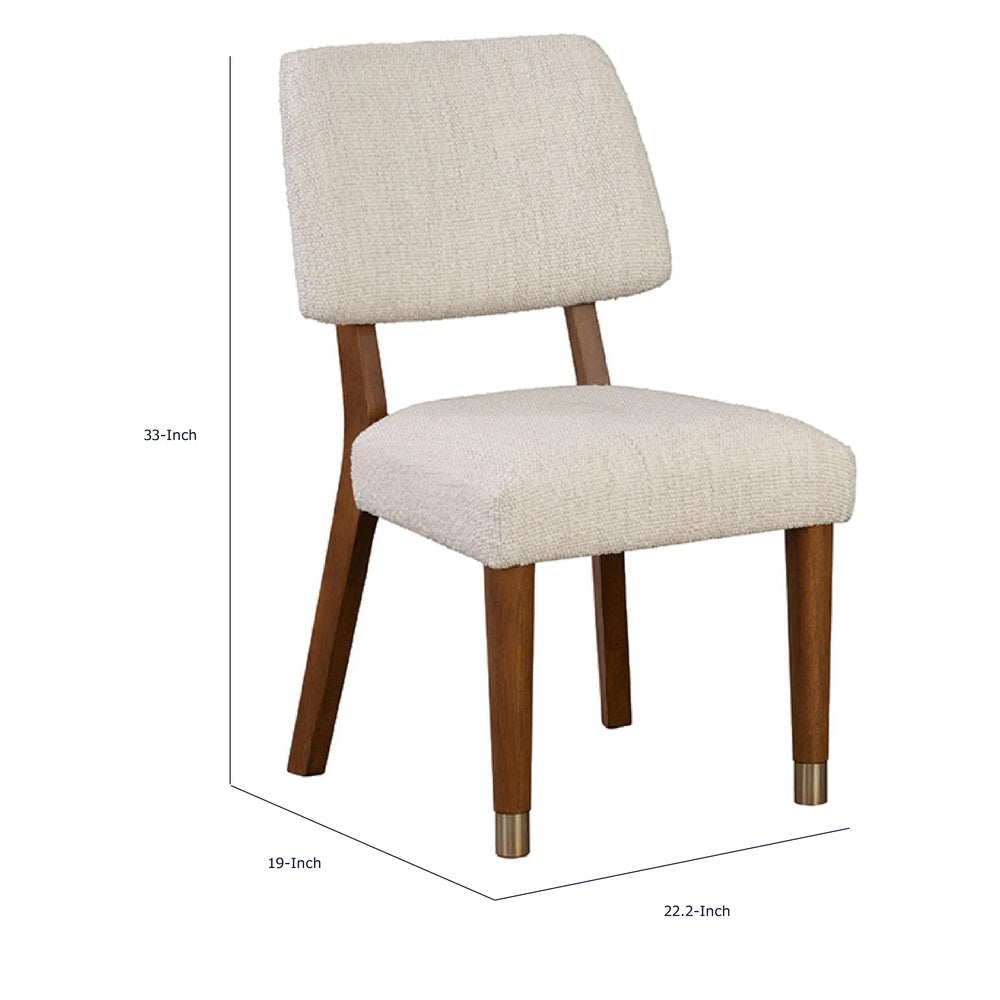 Urne Side Dining Chair Set of 2, Open Back, Ivory Cushions, Walnut Brown-BM353108
