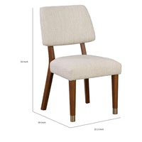 Urne Side Dining Chair Set of 2, Open Back, Ivory Cushions, Walnut Brown-BM353108