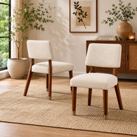 Urne Side Dining Chair Set of 2, Open Back, Ivory Cushions, Walnut Brown-BM353108