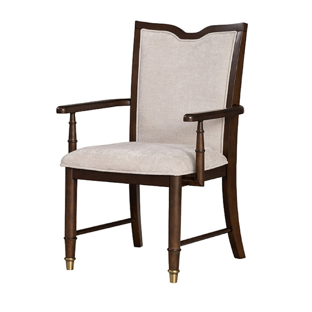 Raam Dining Armchair Set of 2, Cream Cushions, Dark Cherry Brown-BM353109