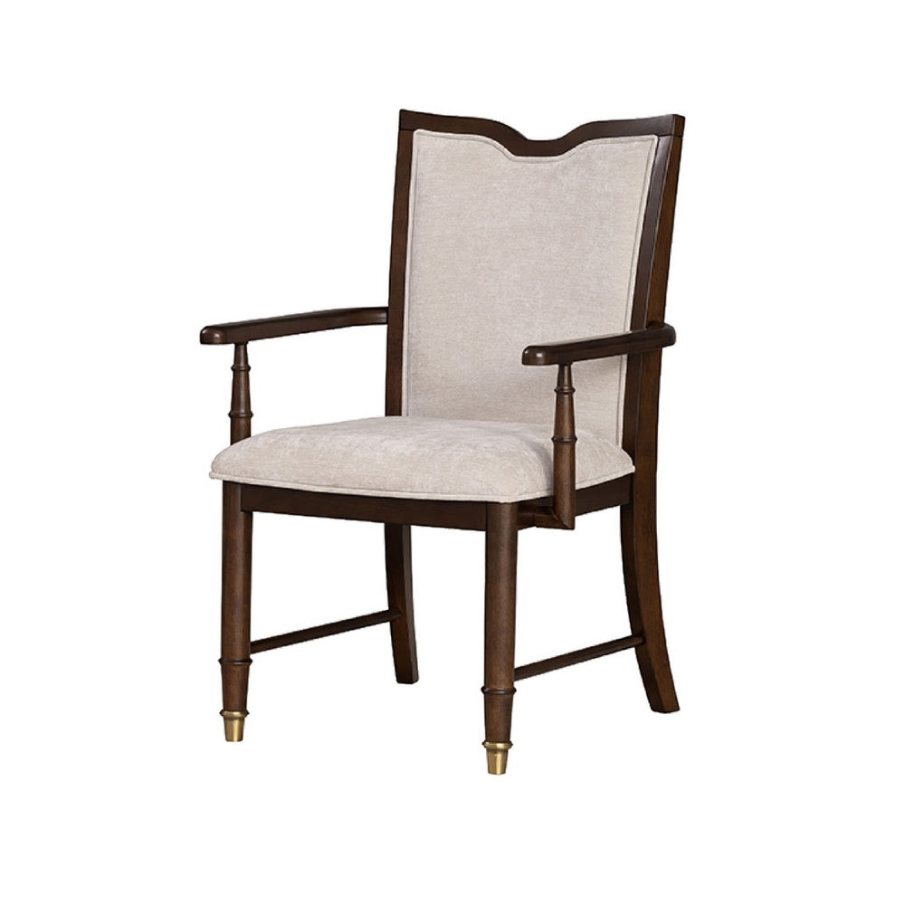 Raam Dining Armchair Set of 2, Cream Cushions, Dark Cherry Brown-BM353109
