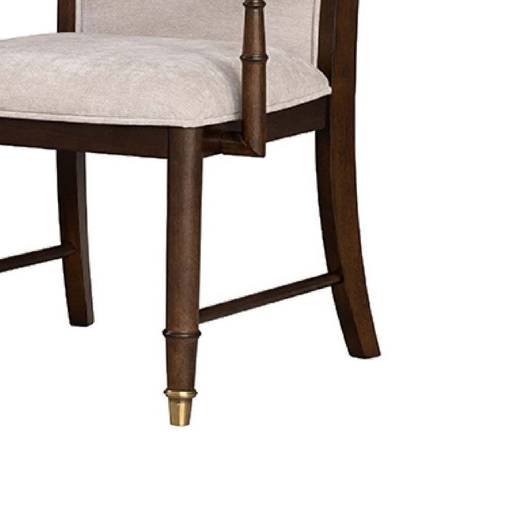 Raam Dining Armchair Set of 2, Cream Cushions, Dark Cherry Brown-BM353109