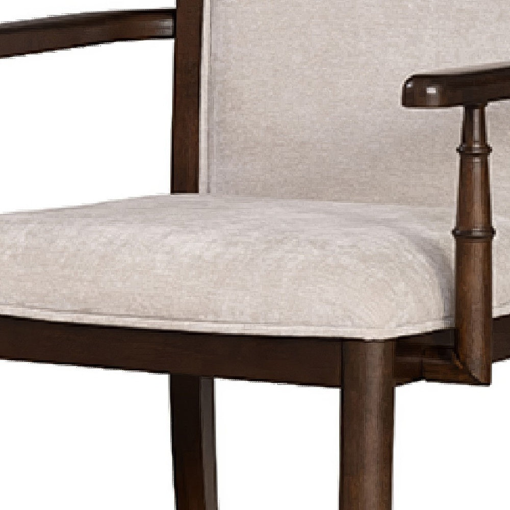 Raam Dining Armchair Set of 2, Cream Cushions, Dark Cherry Brown-BM353109