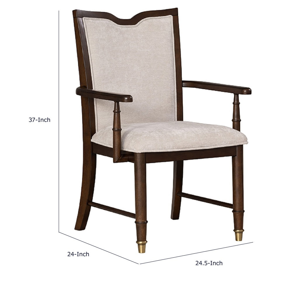 Raam Dining Armchair Set of 2, Cream Cushions, Dark Cherry Brown-BM353109