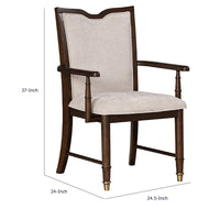 Raam Dining Armchair Set of 2, Cream Cushions, Dark Cherry Brown-BM353109