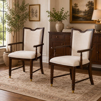 Raam Dining Armchair Set of 2, Cream Cushions, Dark Cherry Brown-BM353109