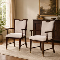 Raam Dining Armchair Set of 2, Cream Cushions, Dark Cherry Brown-BM353109