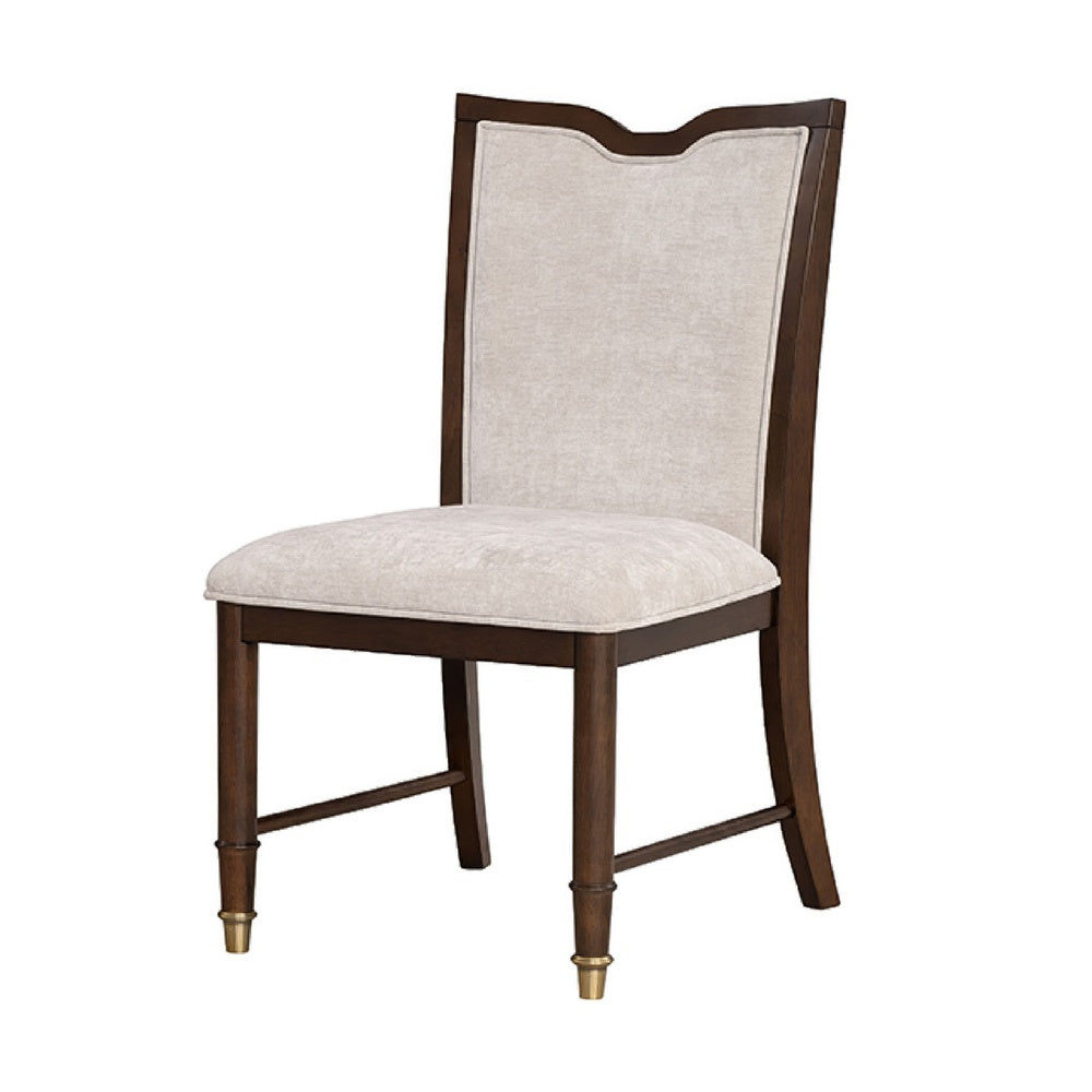 Raam Dining Side Chair Set of 2, Cream Cushions, Dark Cherry Brown-BM353110